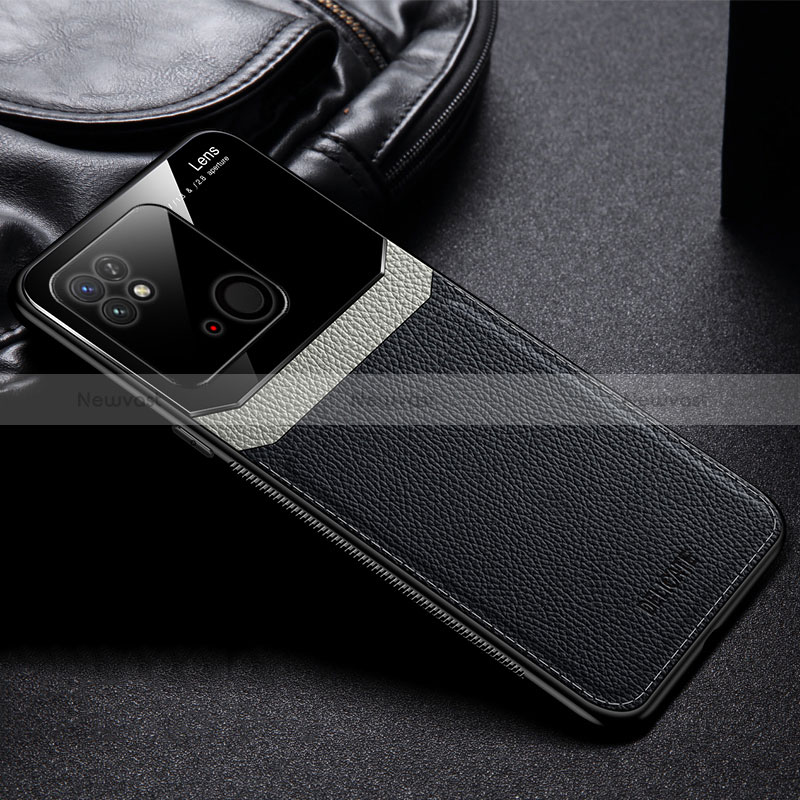 Soft Silicone Gel Leather Snap On Case Cover FL1 for Xiaomi Redmi 10 India Black