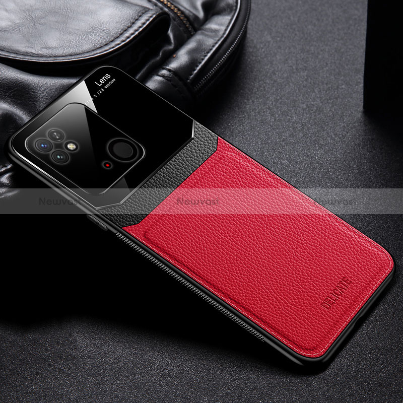 Soft Silicone Gel Leather Snap On Case Cover FL1 for Xiaomi Redmi 10 India Red