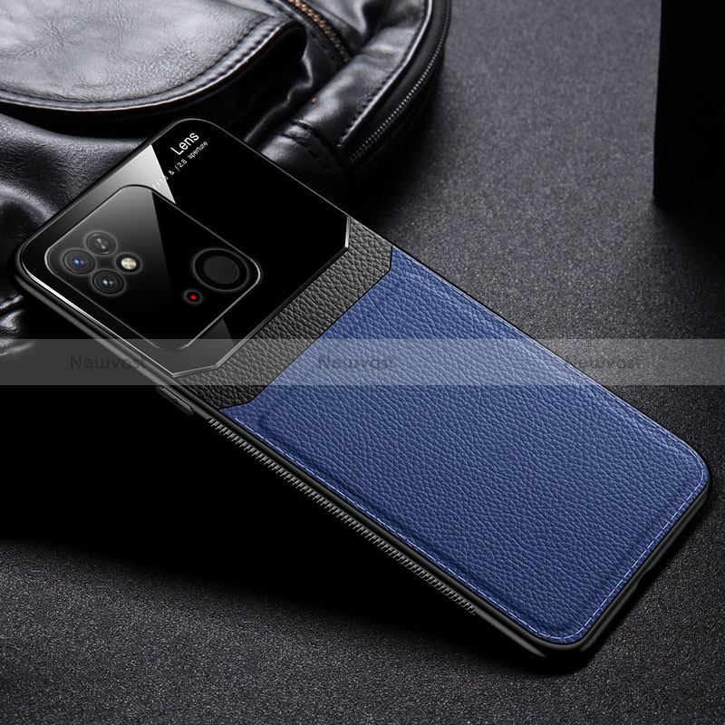 Soft Silicone Gel Leather Snap On Case Cover FL1 for Xiaomi Redmi 10C 4G Blue