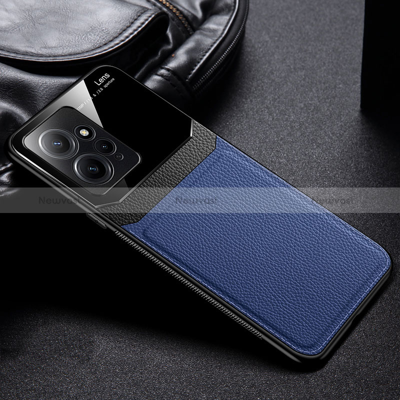 Soft Silicone Gel Leather Snap On Case Cover FL1 for Xiaomi Redmi 12 4G Blue