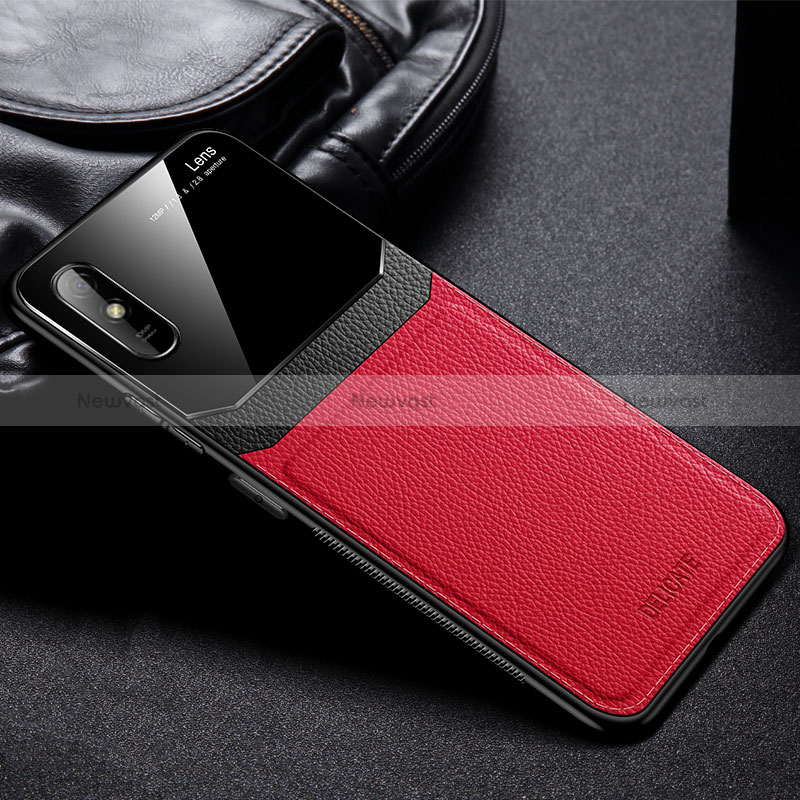 Soft Silicone Gel Leather Snap On Case Cover FL1 for Xiaomi Redmi 9A Red