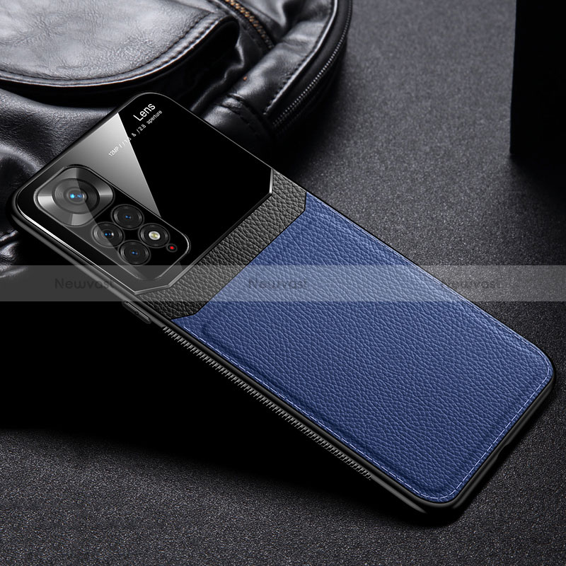 Soft Silicone Gel Leather Snap On Case Cover FL1 for Xiaomi Redmi Note 11 Pro 5G Blue