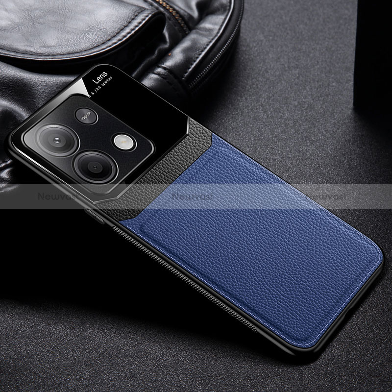 Soft Silicone Gel Leather Snap On Case Cover FL1 for Xiaomi Redmi Note 13 5G Blue