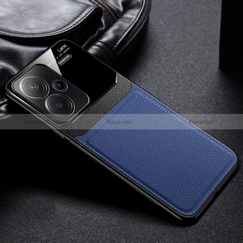 Soft Silicone Gel Leather Snap On Case Cover FL1 for Xiaomi Redmi Note 13 Pro+ Plus 5G Blue
