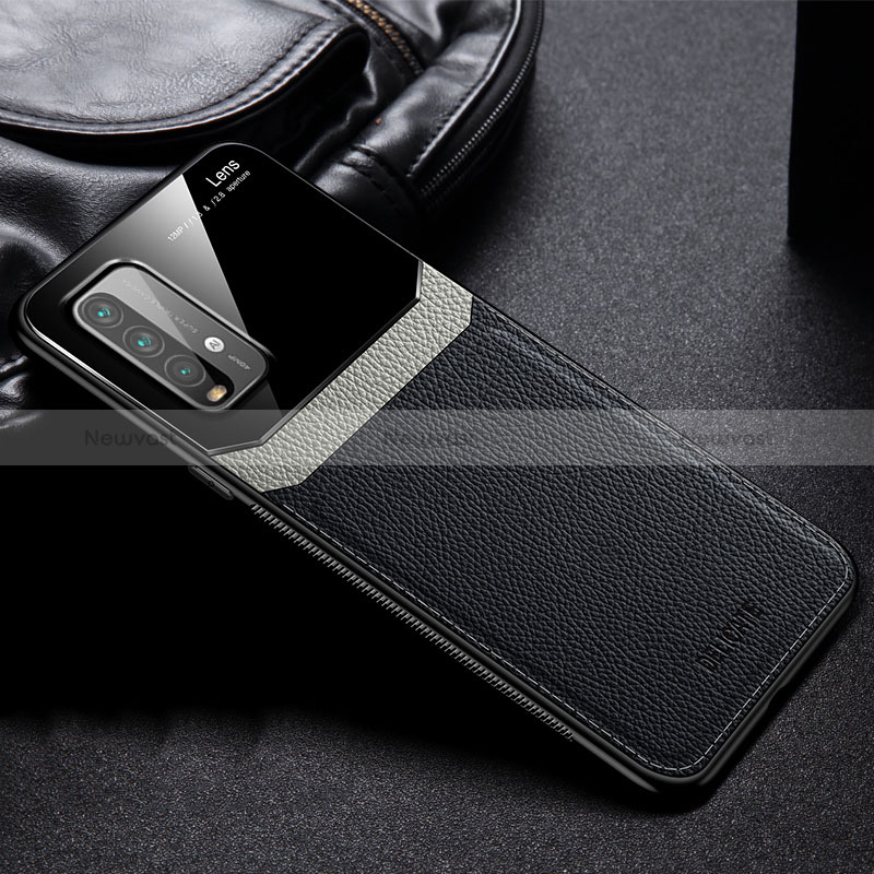 Soft Silicone Gel Leather Snap On Case Cover FL1 for Xiaomi Redmi Note 9 4G Black