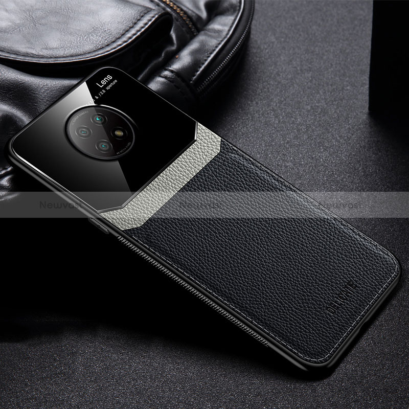 Soft Silicone Gel Leather Snap On Case Cover FL1 for Xiaomi Redmi Note 9T 5G Black