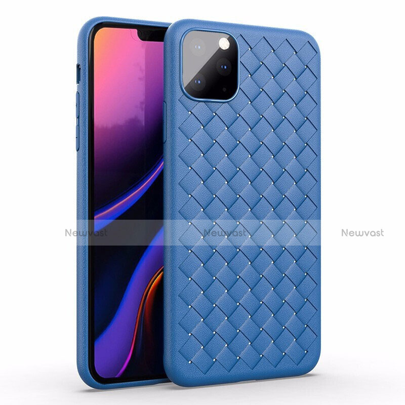 Soft Silicone Gel Leather Snap On Case Cover for Apple iPhone 11 Pro Blue