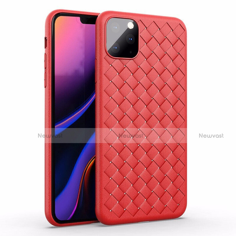 Soft Silicone Gel Leather Snap On Case Cover for Apple iPhone 11 Pro Max Red