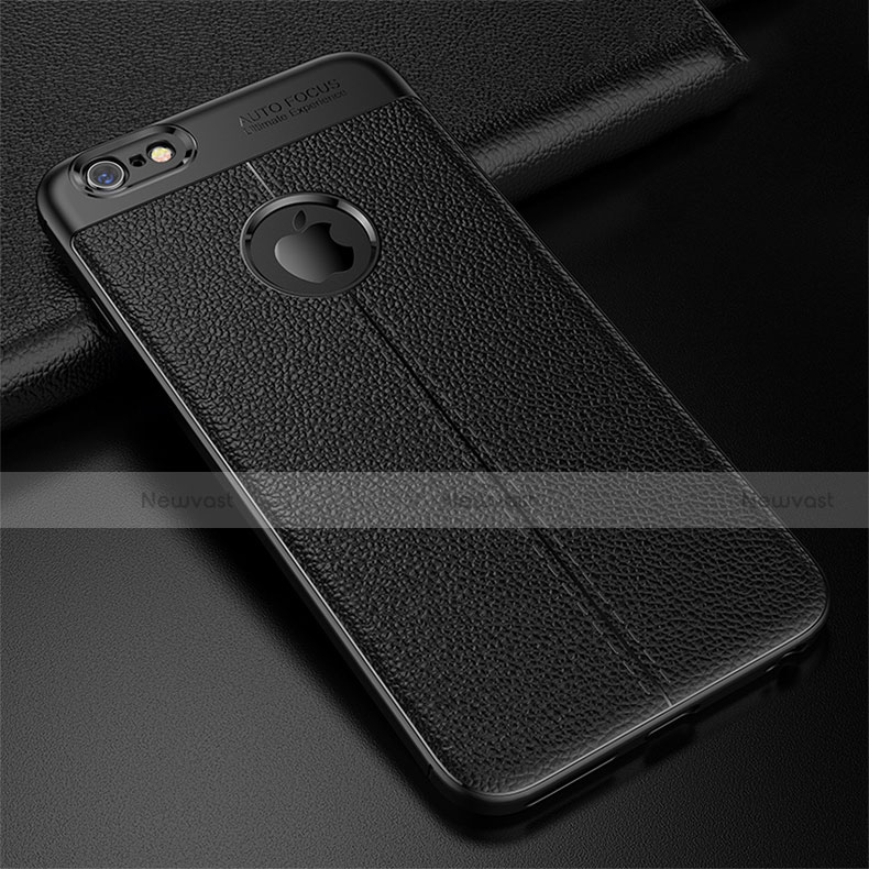 Soft Silicone Gel Leather Snap On Case Cover for Apple iPhone 6 Plus Black