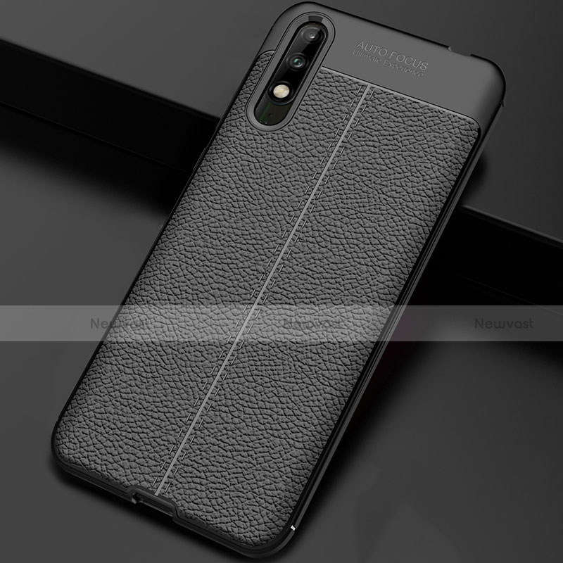 Soft Silicone Gel Leather Snap On Case Cover for Huawei Enjoy 10 Black