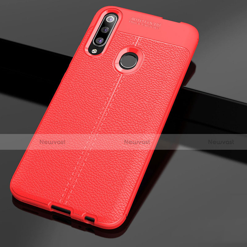 Soft Silicone Gel Leather Snap On Case Cover for Huawei Enjoy 10 Plus Red