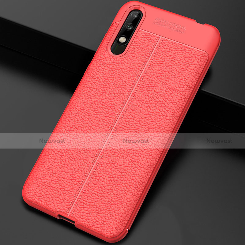 Soft Silicone Gel Leather Snap On Case Cover for Huawei Enjoy 10 Red