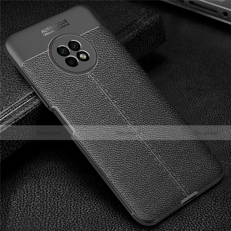 Soft Silicone Gel Leather Snap On Case Cover for Huawei Enjoy 20 Plus 5G Black