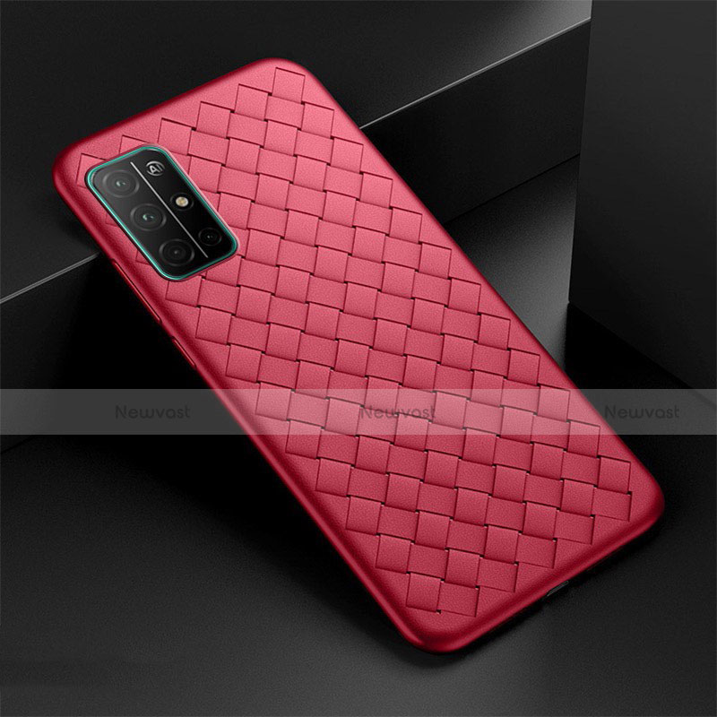 Soft Silicone Gel Leather Snap On Case Cover for Huawei Honor 30S Red