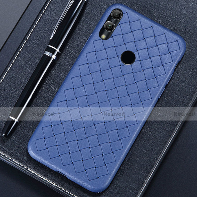 Soft Silicone Gel Leather Snap On Case Cover for Huawei Honor 8X Blue