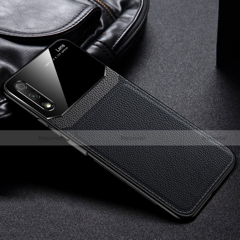 Soft Silicone Gel Leather Snap On Case Cover for Huawei Honor 9X Black