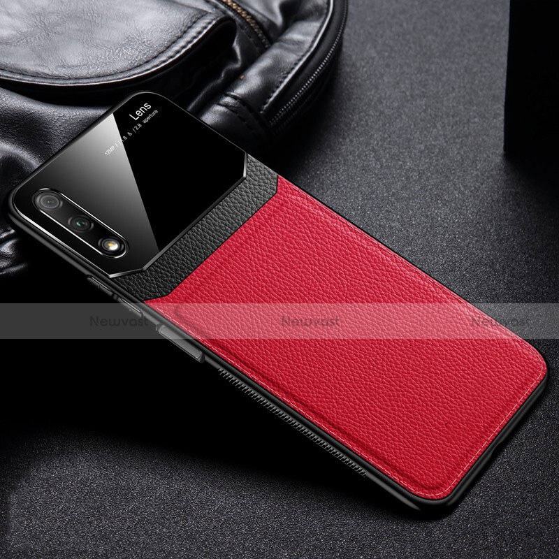 Soft Silicone Gel Leather Snap On Case Cover for Huawei Honor 9X Red