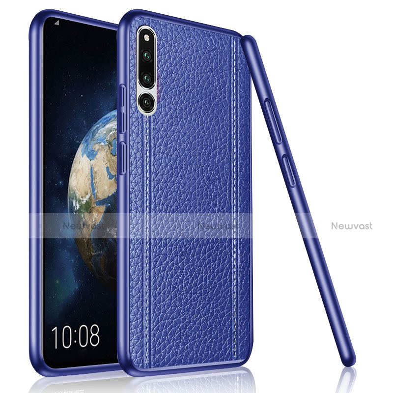 Soft Silicone Gel Leather Snap On Case Cover for Huawei Honor Magic 2 Blue