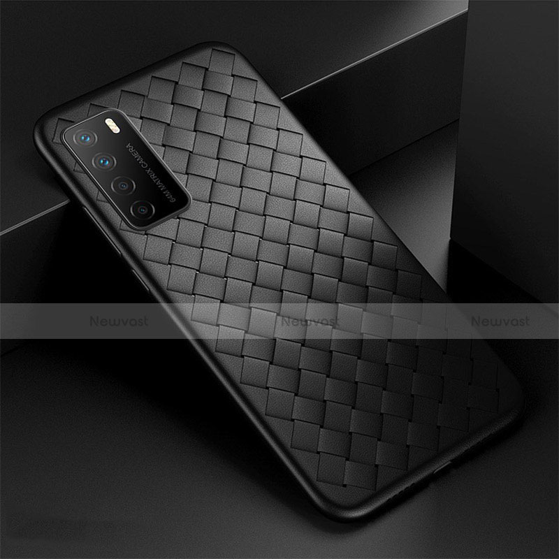 Soft Silicone Gel Leather Snap On Case Cover for Huawei Honor Play4 5G Black