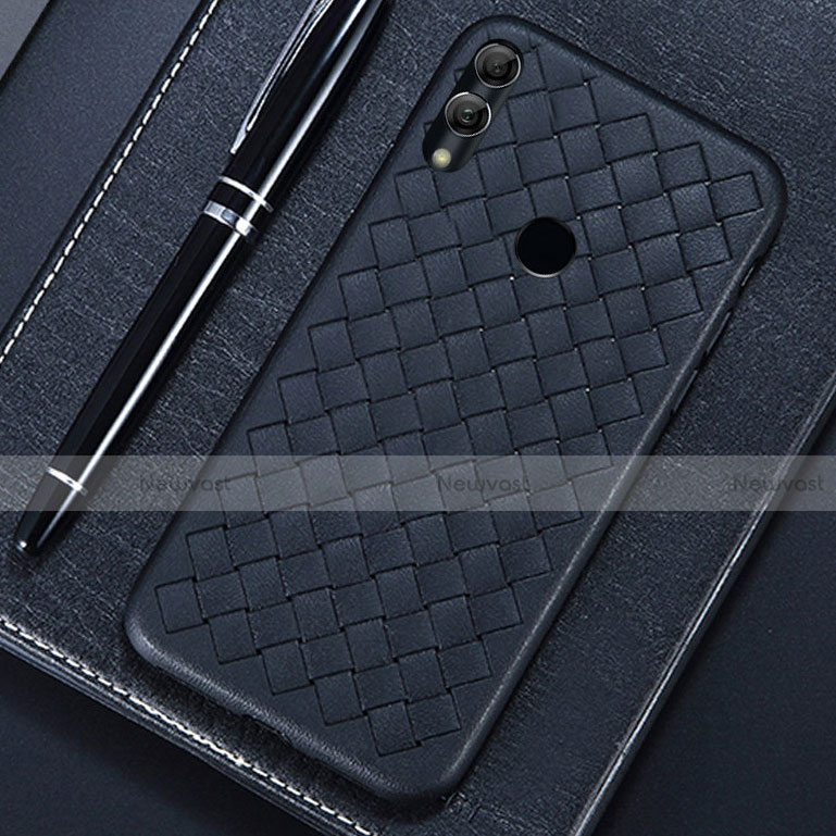 Soft Silicone Gel Leather Snap On Case Cover for Huawei Honor V10 Lite Black