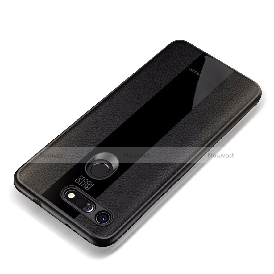 Soft Silicone Gel Leather Snap On Case Cover for Huawei Honor V20 Black