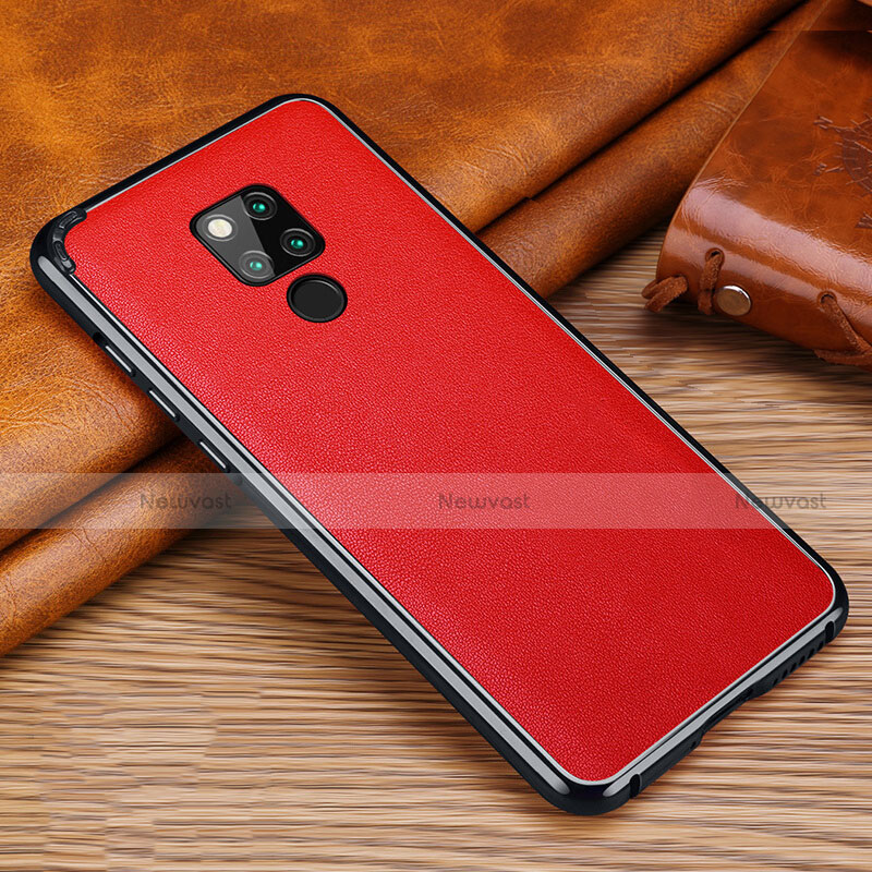 Soft Silicone Gel Leather Snap On Case Cover for Huawei Mate 20 X Red