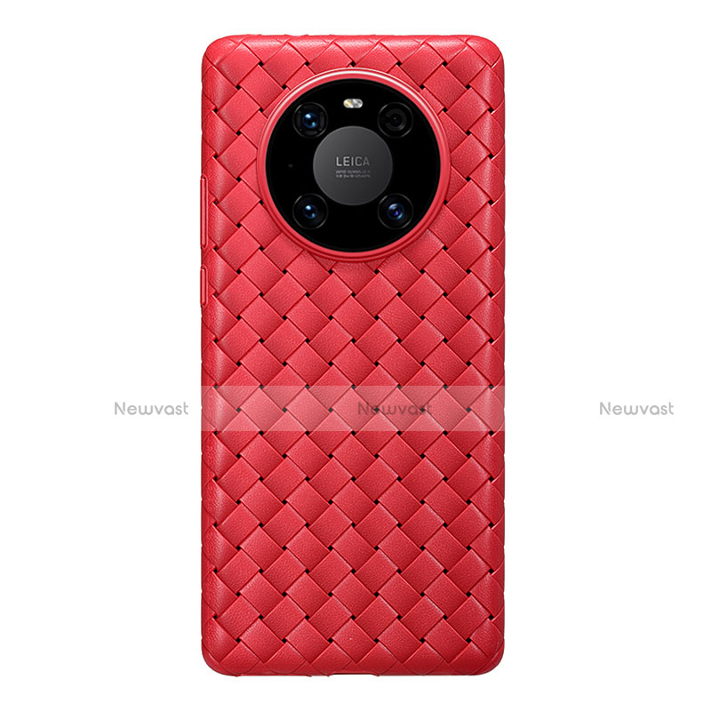 Soft Silicone Gel Leather Snap On Case Cover for Huawei Mate 40 Pro Red