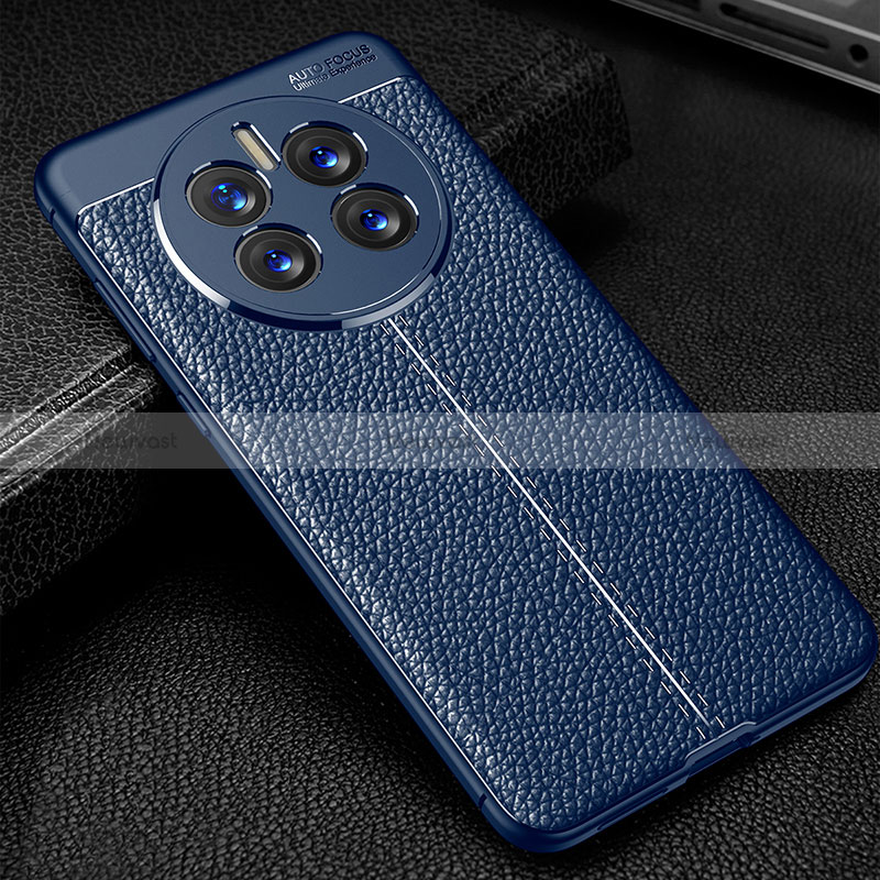 Soft Silicone Gel Leather Snap On Case Cover for Huawei Mate 50 Blue