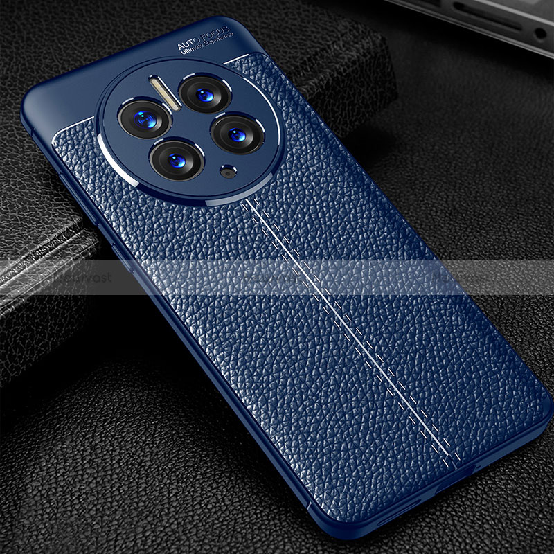 Soft Silicone Gel Leather Snap On Case Cover for Huawei Mate 50 Pro Blue