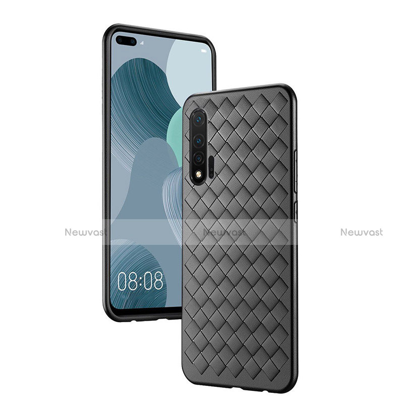 Soft Silicone Gel Leather Snap On Case Cover for Huawei Nova 6 Black