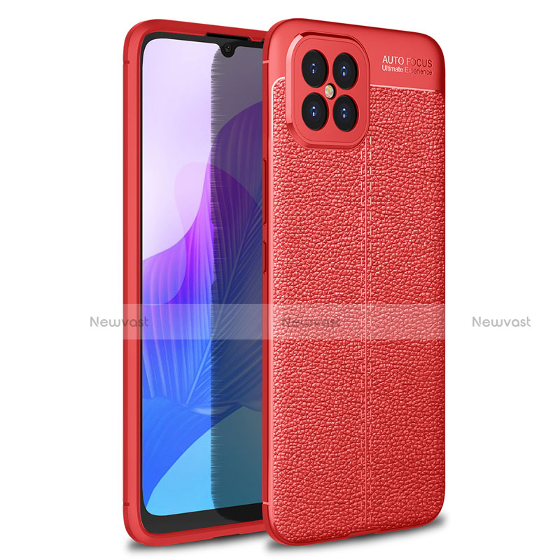 Soft Silicone Gel Leather Snap On Case Cover for Huawei Nova 8 SE 5G Red