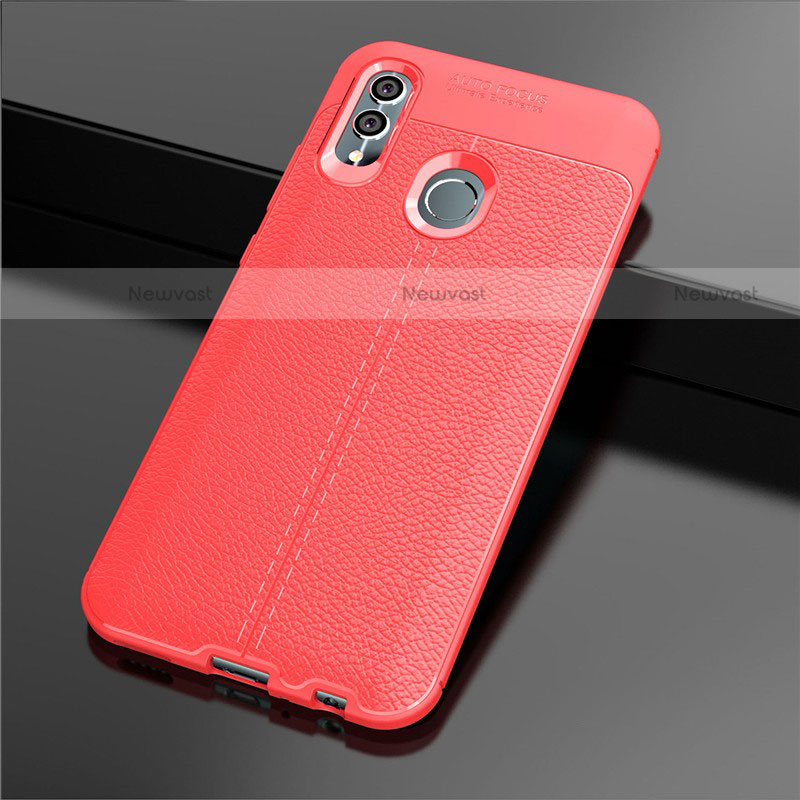 Soft Silicone Gel Leather Snap On Case Cover for Huawei P Smart (2019) Red