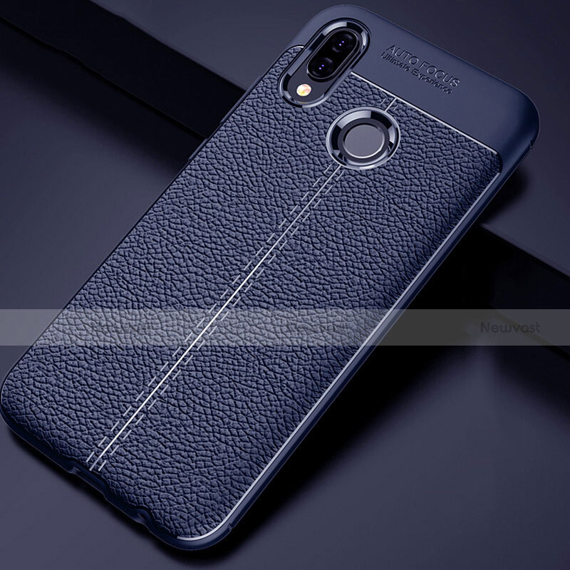 Soft Silicone Gel Leather Snap On Case Cover for Huawei P Smart+ Plus Blue