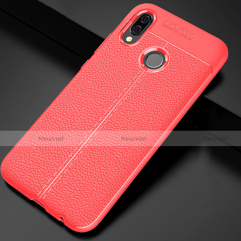 Soft Silicone Gel Leather Snap On Case Cover for Huawei P Smart+ Plus Red