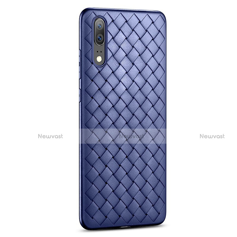 Soft Silicone Gel Leather Snap On Case Cover for Huawei P20 Blue