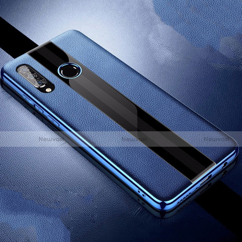 Soft Silicone Gel Leather Snap On Case Cover for Huawei P30 Lite New Edition Blue