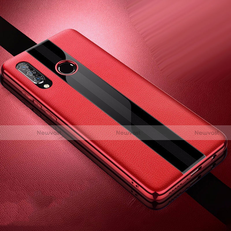 Soft Silicone Gel Leather Snap On Case Cover for Huawei P30 Lite New Edition Red