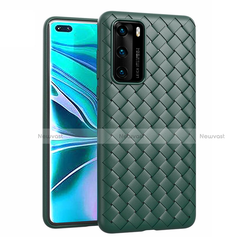 Soft Silicone Gel Leather Snap On Case Cover for Huawei P40 Green