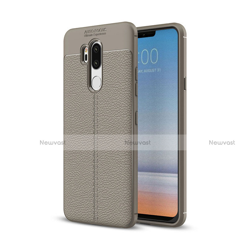 Soft Silicone Gel Leather Snap On Case Cover for LG G7 Gray