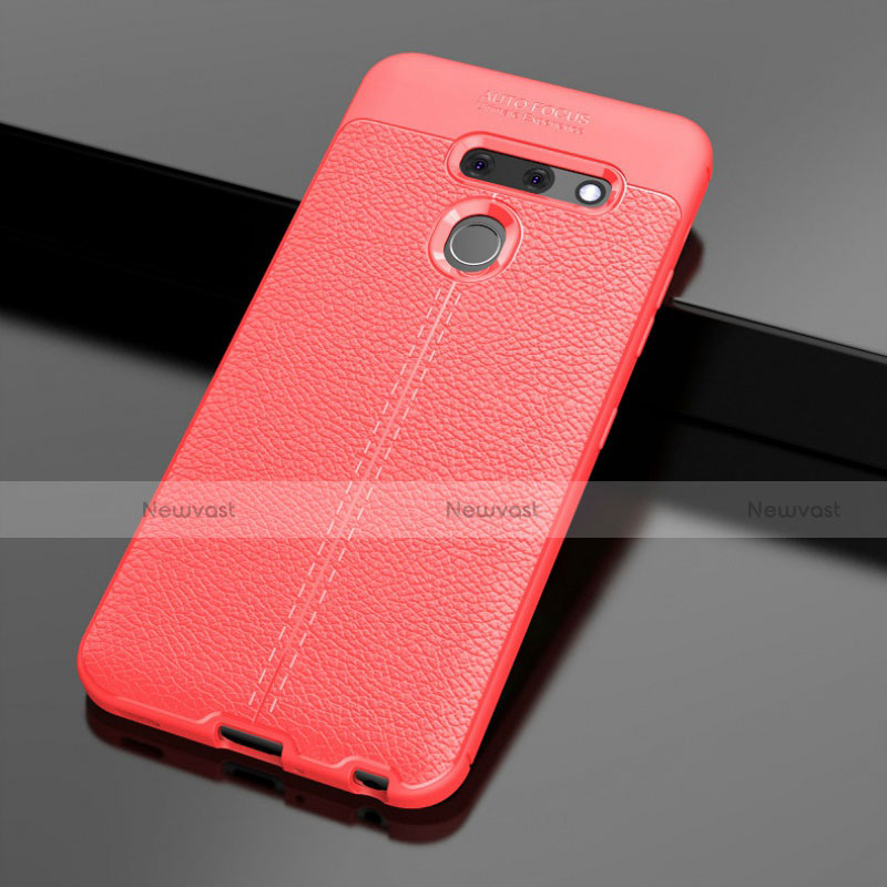 Soft Silicone Gel Leather Snap On Case Cover for LG G8 ThinQ Red