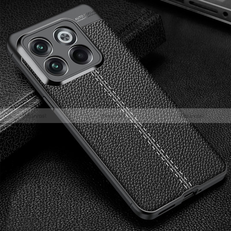 Soft Silicone Gel Leather Snap On Case Cover for OnePlus 10T 5G Black