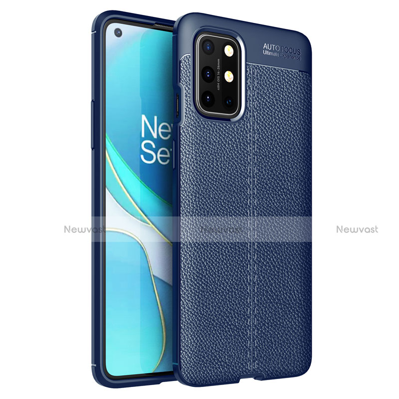 Soft Silicone Gel Leather Snap On Case Cover for OnePlus 8T 5G Blue