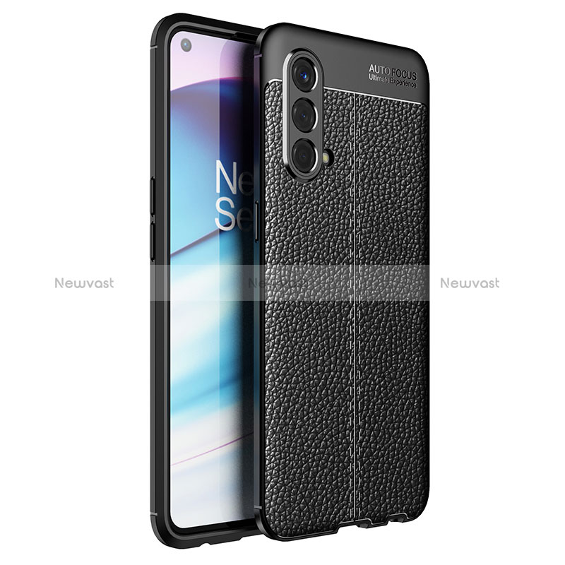 Soft Silicone Gel Leather Snap On Case Cover for OnePlus Nord CE 5G Black