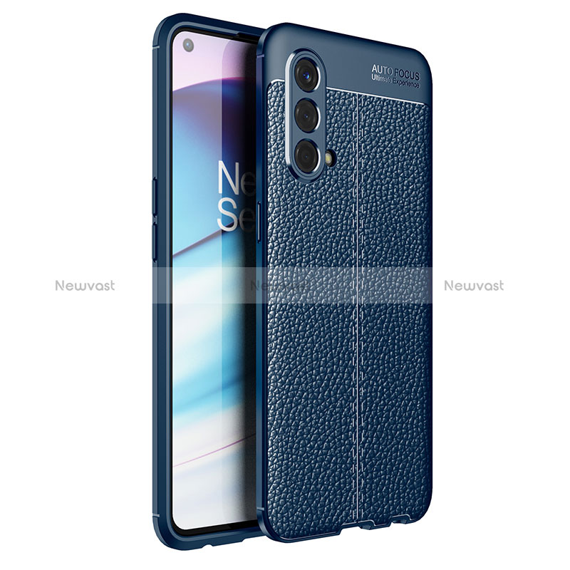 Soft Silicone Gel Leather Snap On Case Cover for OnePlus Nord CE 5G Blue