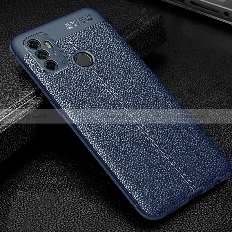 Soft Silicone Gel Leather Snap On Case Cover for Oppo A11s Blue