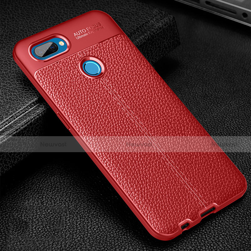 Soft Silicone Gel Leather Snap On Case Cover for Oppo A12 Red