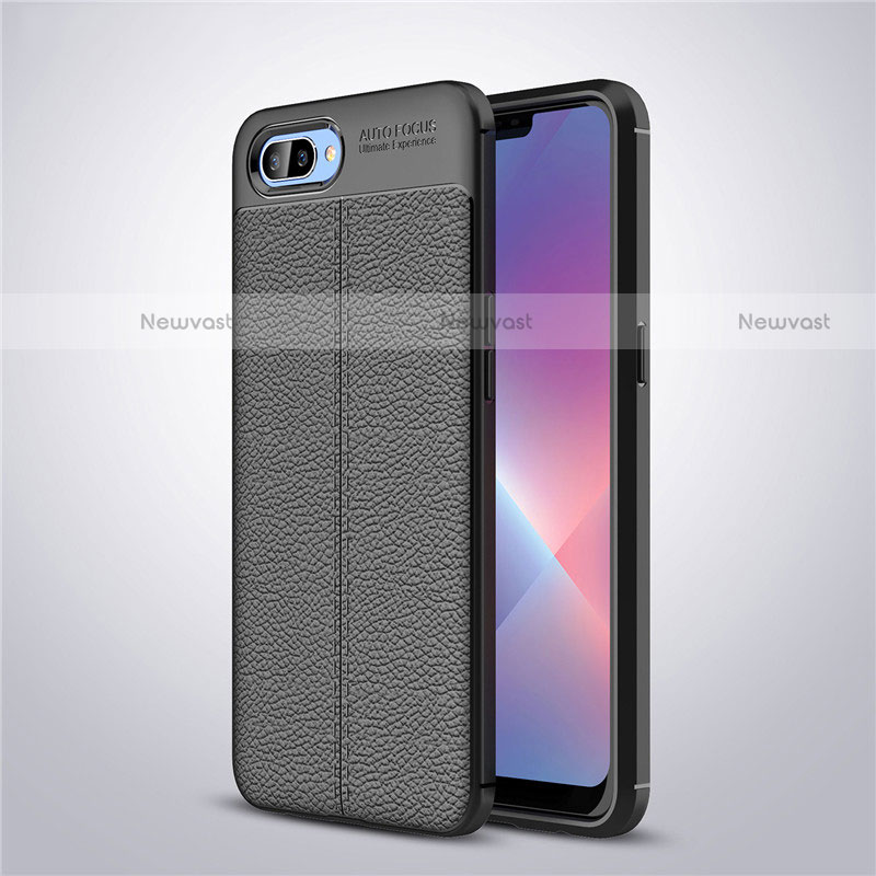 Soft Silicone Gel Leather Snap On Case Cover for Oppo A12e Black