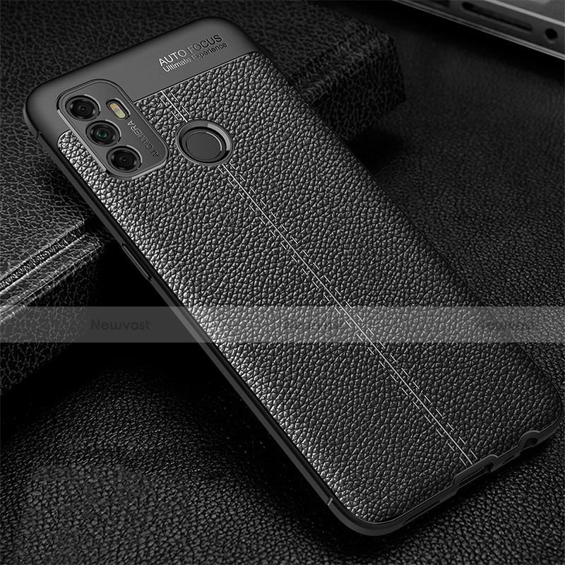 Soft Silicone Gel Leather Snap On Case Cover for Oppo A32 Black