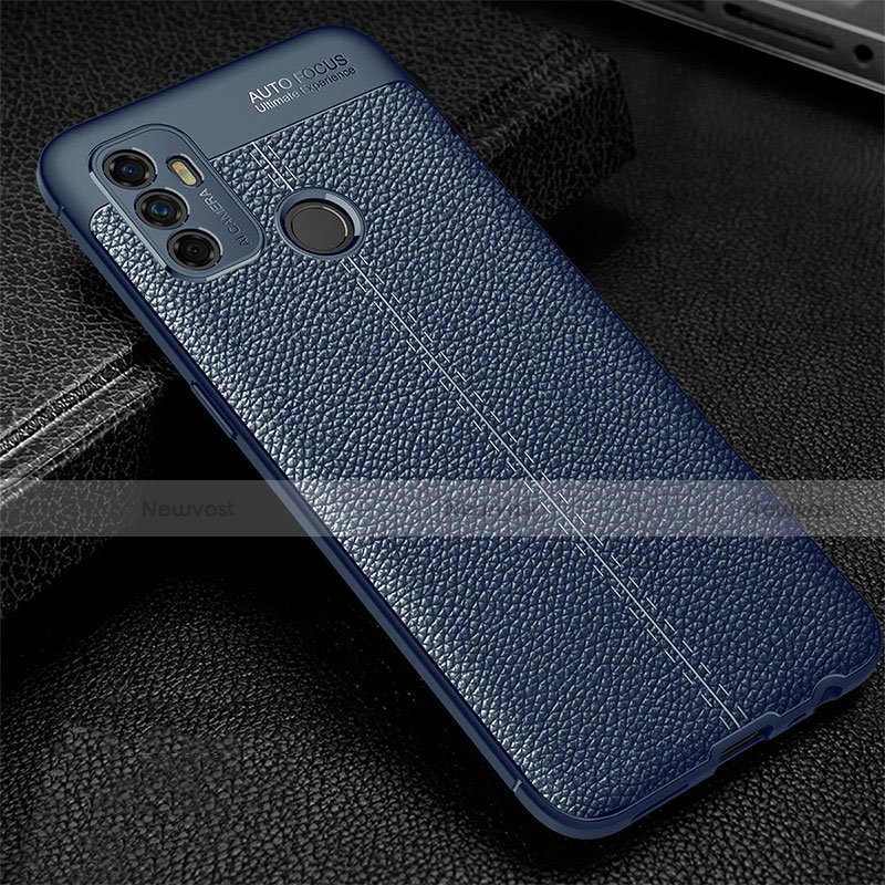 Soft Silicone Gel Leather Snap On Case Cover for Oppo A32 Blue