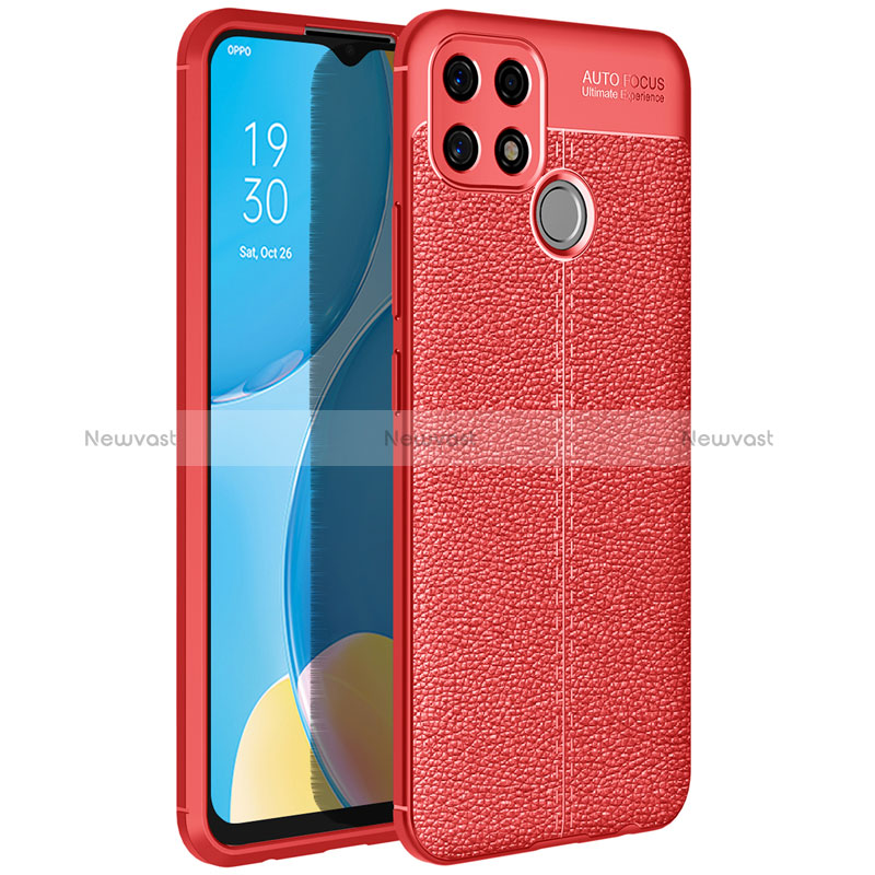 Soft Silicone Gel Leather Snap On Case Cover for Oppo A35 Red